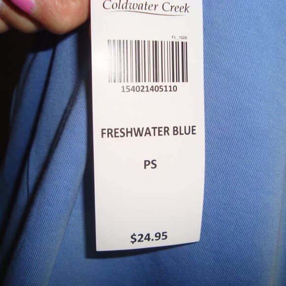 NWT Coldwater Creek Best Cotton Short Sleeve Tee Blue Size PS - Picture 6 of 6